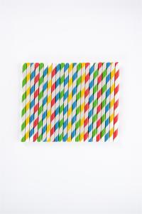 Popieriniai šiaudeliai ZigZag, spalvoti/dryžuoti, D 7 mm, L 23 cm, 150 vnt