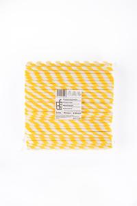 Popieriniai šiaudeliai ZigZag, geltoni/dryžuoti, D 8 mm, L 24 cm, 250 vnt