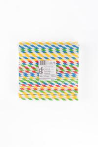 Popieriniai šiaudeliai ZigZag, spalvoti/dryžuoti, D 8 mm, L 25 cm, 150 vnt