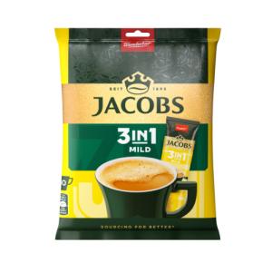 Tirpiosios kavos gėrimas JACOBS Mild 3in1, maišeliuose, 10 x 11,1 g