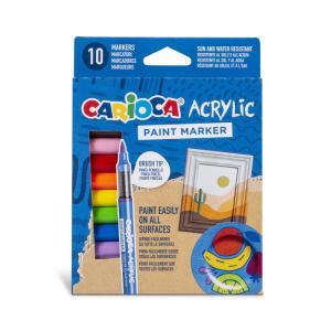 Akriliniai žymekliai CARIOCA, 10 vnt., teptuko tipo antgalis