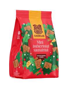 Imbieriniai mini sausainiai GAIDELIS, apelsinų skonio 380 g
