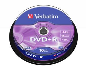 Verbatim 43498 DVD+R AZO 4.7GB 16X Matt Silver Surface diskai (10 vnt pakuotėje)
