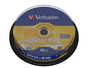 Verbatim 43488 DVD+RW SERL 4.7GB 4X Matt Silver Surface diskai (10 vnt pakuotėje)