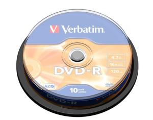 Verbatim 43523 DVD-R AZO 4.7GB 16X Matt Silver Surface diskai (10 vnt pakuotėje)