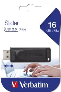 Verbatim 98696 Slider USB atmintinė 16GB, USB-A 2.0, Juoda