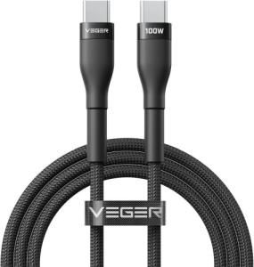 Veger Kabelis USB-C to USB-C PD 20V 5A 100W CC05 1.5m, Juoda