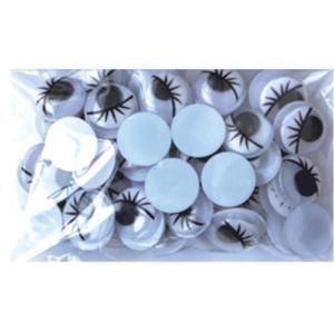 Dekoratyvinės akys deVENTE, 20vnt, apvalios, 10mm, baltos spalvos