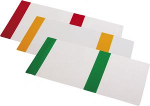 Plastikinis aplankalas A5+ formato, skaidrus, su reguliuojamu spalvotu krašteliu, 1vnt