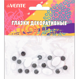 Dekoratyvinės akys deVENTE, 20vnt, ovalo formos, 10x15mm, baltos spalvos