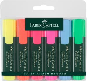Teksto žymeklių rinkinys Faber-Castell, 6 spalvų, 1-5mm, kirstu galiuku, įvairių spalvų
