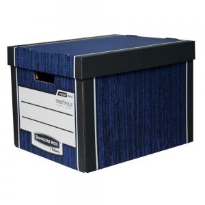 *Archyvinė dėžė Fellowes Woodgrain Bankers Box, 325x285x385mm, kartoninė, su dangčiu, 2 vnt, mėlynos spalvos