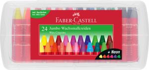 Vaškinės kreidelės Faber-Castell Jumbo, tribriaunės, 24 spalvos