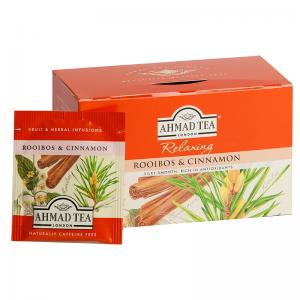 Žolelių arbata AHMAD ROOIBOS & CINNAMON, 20 vokelių po 1,5g