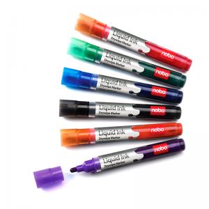 Baltos lentos žymekliai NOBO Liquid Ink, 6 vnt., įv. spalvų