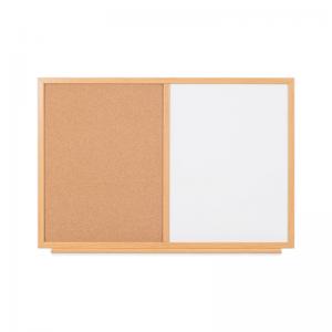 Baltoji magnetinė ir kamštinė lenta BI-OFFICE EARTH Combo 120x90, ąžuolo rėmas