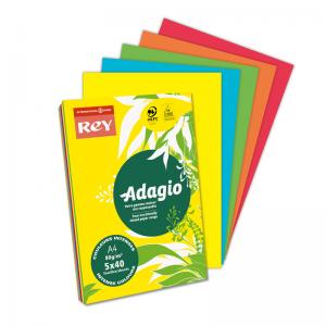 Spalvoto popieriaus rinkinys REY ADAGIO A4, 80 g/m2, 200 lapų, ryškios spalvos