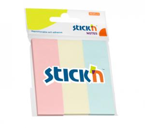 Lipnūs lapeliai Stick´N 21128, 76x25mm, 3x50 lapelių, 3 pastelinės spalvos, blisteryje