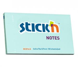 Lipnūs lapeliai Stick´N 21155, 76x127mm, 100 lapelių, melsvos spalvos