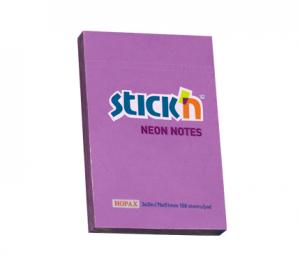 Lipnūs lapeliai Stick´N 21208, 51x76mm, 100 lapelių, Neoninės violetinės spalvos
