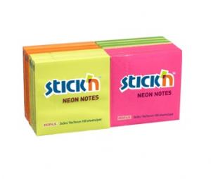 Lipnūs lapeliai Stick´N 21332, 76x76mm, 12 blokelių po 100 lapelių, įvairių neoninių spalvų
