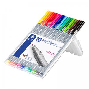 Rašiklis STAEDTLER TRIPLUS FINELINER 334, 0,3 mm, 10 spalvų rinkinys
