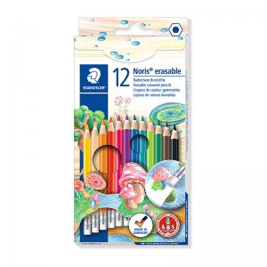 Spalvoti pieštukai, ištrinami, su trintuku STAEDTLER NORIS CLUB, 12 spalvų