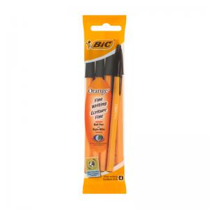 Tušinukai BIC ORANGE, 0,5 mm, juodos spalvos, 4 vnt., blisteryje