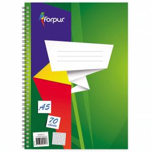 Sąsiuvinis Forpus, A5, 70 lapų, su perforacija, su spirale šone, langeliais
