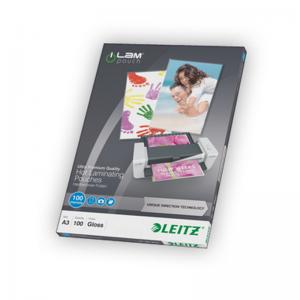 Laminavimo vokeliai Leitz, A3, 303x426 mm, 100 mik., UDT, blizgūs, 100 vnt.