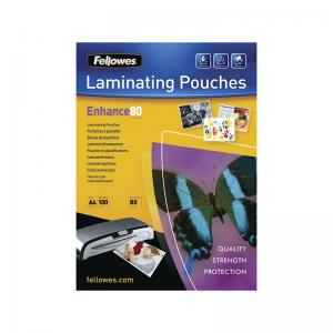 Laminavimo vokeliai Fellowes, A4, 216x303 mm, 80 mik., matiniai, 100 vnt.