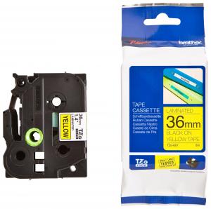 Juostelė BROTHER TZ-661 (36mm. x 8m.) juodos raidės geltoname fone