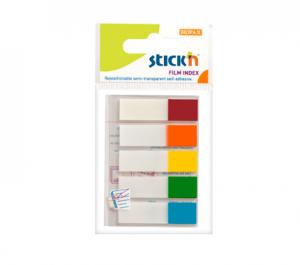 Plastikiniai žymekliai Stick´N 21346, 45x12mm, 5 neoninės spalvos, 5x25 vnt., blisteryje