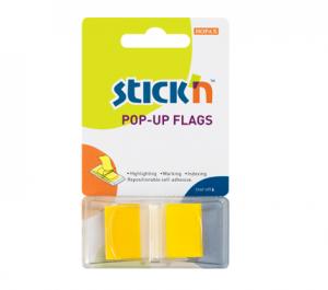 Plastikiniai žymekliai Stick´N 26021, 45x25mm, 50vnt., geltonos spalvos, blisteryje