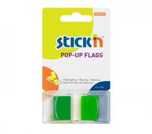 Plastikiniai žymekliai Stick´N 26023, 45x25mm, 50vnt., neoninės žalios spalvos, blisteryje