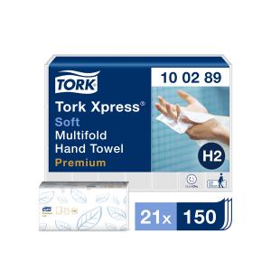 Rankų valymo servetėlės TORK PREMIUM SOFT,H2  100289, 150 serv., 2 sl.,150 serv., 21.2 x 25.5 cm, balta sp.