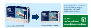 Rankų valymo servetėlės TORK PREMIUM SOFT,H2  100289, 150 serv., 2 sl.,158 serv., 21.2 x 25.5 cm, balta sp.