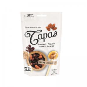 Migdolų riešutai TAPAS, su medumi ir spanguolėmis, 125g