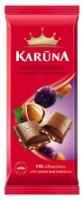 Šokoladas KARŪNA, pieninis, su razinomis ir riešutais, 90 g