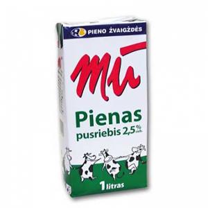 Pienas MŪ 2,5% riebumo, 1 l