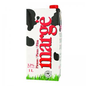 Pienas MARGĖ 3,2% riebumo, 1 l