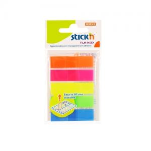 Plastikiniai žymekliai StickN 26070, 45x12,5mm, 5x20L, įvairių spalvų, blisteryje