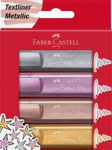 *Teksto žymeklių rinkinys Faber-Castell, metalic, 4 spalvų