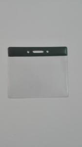 Dėklas vardinei kortelei iš PVC, 55x90mm, horizontalus, tamsiai žalios spalvos kraštelis