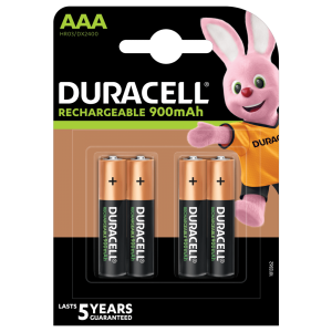 „Duracell Recharge 900 mAh“ AAA baterijos, 4 baterijų pakuotė