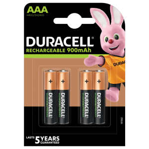 „Duracell Recharge 900 mAh“ AAA baterijos, 4 baterijų pakuotė