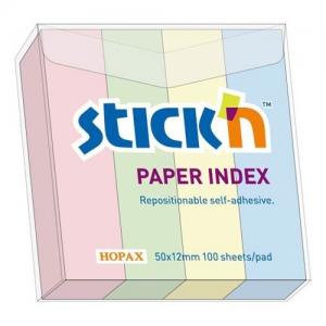 Popieriniai žymekliai Stick´N 21016, 50x12mm, 4 pastelinės spalvos po 100vnt.