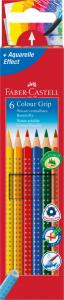 Spalvoti  pieštukai Faber-Castell Grip, tribriauniai, 6 spalvų