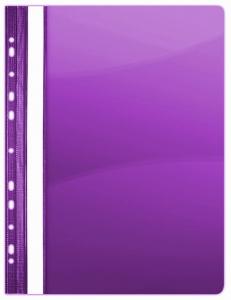 Segtuvėlis skaidriu viršeliu PP A4 violetinis su perforacija
