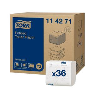 Tualetinis popierius Tork Advanced T3, 114271, 2 sluoksniai, 242 lapelių, baltos spalvos, 1vnt